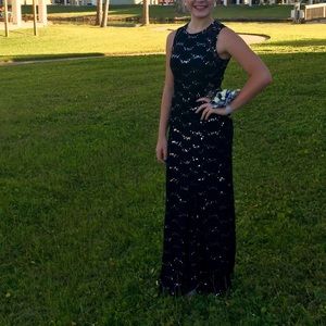 Navy blue formal gown with sequins Size 2